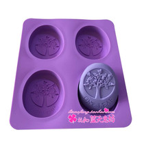 xj456 Silicone mold four-hole oval tree mold handmade soap mold DIY cold soap mold