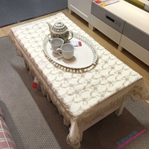 High-grade white lace fabric dining table cloth table cloth tea table cloth round table cloth refrigerator washing machine universal cover
