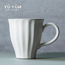 Yuyun White Night coffee cup Handmade coarse pottery with handle punch cup personality mug afternoon tea cup Japanese small