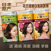 Japan Original Dress KAO Flowers King Blaune White Hair Dye Pure Plant Linen Color Without Injury Hair Black Dye Hair Cream