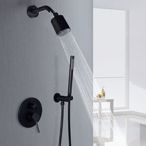 All Copper Hotel Bathroom Concealed Shower Shower In-Wall Shower Set Hot and Cold Faucet Hidden Black