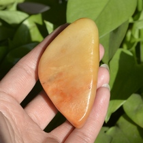 L = 69MM11# Natural Xinjiang Urhe golden silk jade stone Gobi color jade small handle