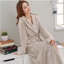 Japanese nightgown womens winter coral velvet couple mens yukata thickened lengthened bathrobe warm flannel home clothes