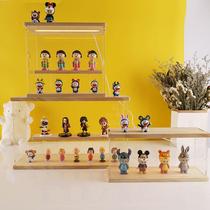 Building blocks Lehigh handmade display case acrylic transparent blind box exhibition stand solid wood toy car mold containing display case