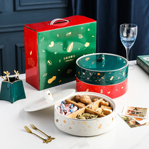 Light luxury creative ceramic dried fruit plate Living room household coffee table Candy snack storage box Water melon seed plate New Year celebration