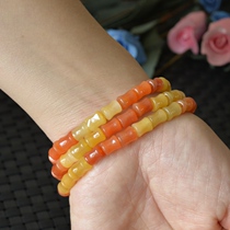 26# Natural Xinjiang Gobi jade bracelet color bamboo bracelet three-circle multi-circle hand