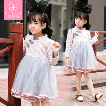 Binnacle girls' dress autumn 2018 new long sleeve children's Korean style lace dress little girl princess dress