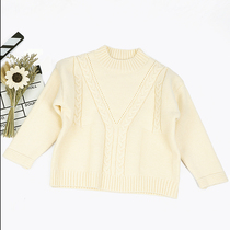 Boys sweater pullover Childrens autumn and winter sweater Korean version of Western style sweater male baby solid color woven sweater