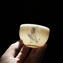 Dehua gold hand-painted white porcelain tea cup ceramic tea vintage tea set large Master Cup personal tea cup single Cup