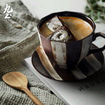 Day Style Creativity Handmade Cut Face Coarse Pottery coffee Cup Dish Suit Home Minima Afternoon Tea Retro Coffee Cup