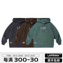 LAPRIMA 20AW BONE HOODED batik wash water sweatshirt with cap heavy cap shirt LAP bone printing