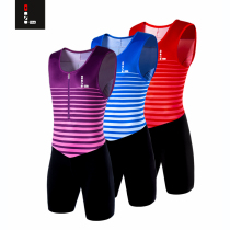 Zero resistance professional sprint one-piece tights Zipper vest Mens track and field training competition relay team uniform
