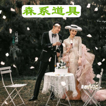 Creative Shadow Building Photo Props Inssen Ensemble Red Wedding Dress Photo Brigade Shooting Exterior View Brief Iron Table And Chairs Decoration Pendulum