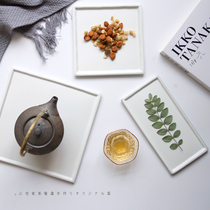 Original handmade frosted ceramic matte black and white square plate Nordic flat plate Dessert plate Tea plate Black tray