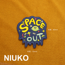 NIUKO cloth label adhesive hot stamping embroidery painting DIY cloth letter blue SPACE SPACE OUT