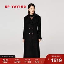 EP YAYING YAYING womens long double-breasted big lapel woolen coat coat autumn and winter New