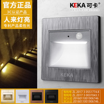 Household 86-type lid corridor aisle step lamp embedded small night light control human body induction wall corner foot lamp