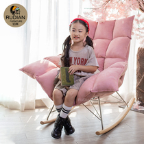 Rudian Nordic rocking chair recliner adult home technology cloth red recliner single sofa chair lazy living room rocking chair