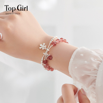 TOPGIRL strawberry crystal bracelet female pure silver powder crystal handstring ornament accessories to send girlfriend birthday present