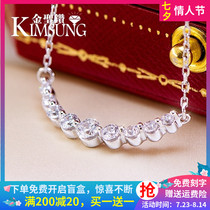 Korean version of the small fresh crescent Moissanite simulation diamond necklace female clavicle chain White gold rose gold yellow gold chain