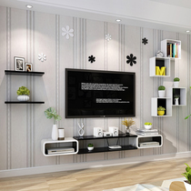 Goods nailed on the wall shelf TV set-top box shelf background wall wall hanging board cabinet multi-layer