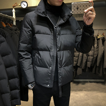 Hong Kong Stand-up Collar Down Clothing Male Tide Card Short loose Han version Cultivation Trend Winter Thickening warm and handsome jacket