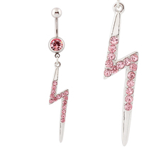 Belly Button (Belly Button Rings) Lightning pink diamond without allergy Stainless Steel Crude Needle Foreign Trade Goods