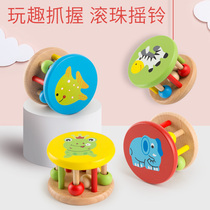 Fukido solid wood baby cartoon hand bell