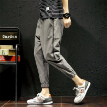 Summer slacks ankle-length pants men plus fat Tide brand slack pants Korean fat tooling pants