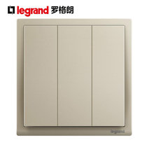 TCL Roglang Triple single control three open three 3 three home wall electric light switch 86 type Champagne gold panel