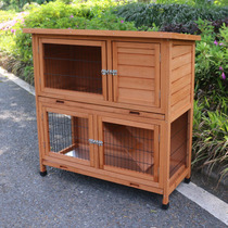 Wooden Rabbit Cage Rabbit Shed Hamster Cage Chicken Shed House Rainproof Outdoor Cat Shed Cat Cage Double Layer Rabbit Cage