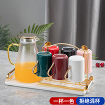 Modern Light Extravagant Colorful Water Cup Kettle Suit Home Living Room Large Capacity Glass Teapot Teacup High Temperature Resistant Water