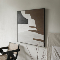 Jellypaint original hand-painted) Nordic oil painting abstract color block bedroom hanging painting square black and white art painting