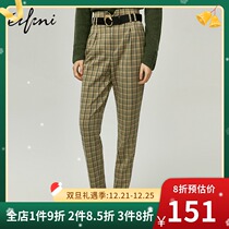 2021 new shopping mall with Evelay high waist slim plaid casual pants pants pants 1B1250261
