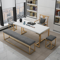 New Chinese kung fu tea table and chairs combination tea table tea table tea home balcony small tea desk office drinking tea table 1 2 m