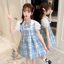 Next win children jk uniform spring and autumn 2021 new Korean version of the girl fake two dresses genuine summer clothes