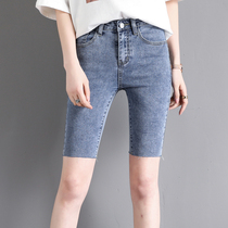Jeans womens pants 2021 summer new item Hong Kong flavor ins tight stretch cycling pants five-point pants high-waisted shorts for women
