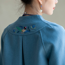 (Slightly drunk) original embroidered cloak type double-sided cashmere wool short coat coat women