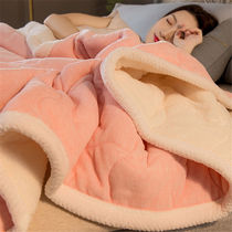 Three-layer blanket thickened winter warm double-layer coral velvet blanket flannel bed sheet couch