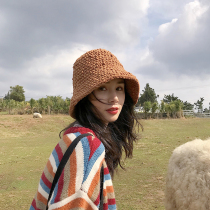 Round face suitable hat children Han version Chaonets red money 100 lap knit fisherman hat with large head circumference sunscreen and shade