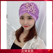 Fashion Long Hair handmade pearl Petal Ranger Swimming Cap Woman Short Hair big no-head swimming expats with a small cloth hat