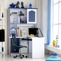 Childrens desk simple home student blue boy small desk bookcase bookshelf one-piece combination corner computer desk