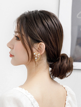 Wig female low ball head bud head real hair tray Hair ring fluffy natural wig bandaged ball head artifact