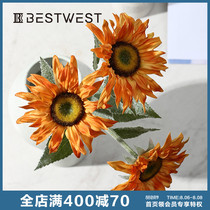 BEST WEST Van Goghs Sun Flower simulation bouquet Ornament Sunflower Living room dining table ornament soft ornament