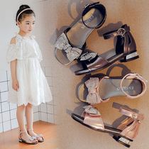 British next sara childrens shoes 2021 Spring and Autumn New bow girl sandals sweet and lovely princess shoes