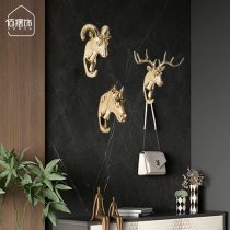 Pure copper light luxury decoration adhesive hook modern simple living room bedroom entrance door model room creative wall decoration