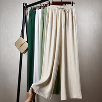 Linen wide leg pants spring and summer new casual pants womens wild loose cotton hemp pants hanging high waist straight pants