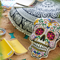 Sugar Skull mini Mexican Day of the Dead classic skull pillow waist pillow three colors