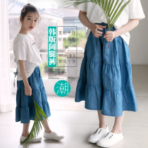 summer new Korean style girls wide leg pants big jeans loose ankle pants all match casual pants skirt pants