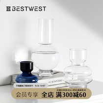 BEST WEST creative glass vase transparent hydroponic Vase ornaments home living room table soft decorations